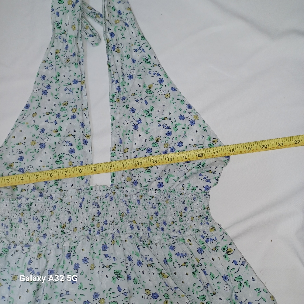 Aerie Women Dress Summer  Size L Blue Sequin Tiered Halter Dress - Picture 11 of 16